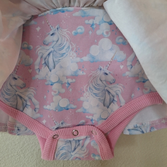NWT Rock Your Baby Girl Pink/White Unicorn Print Dress Size 6-12months - Picture 5 of 6